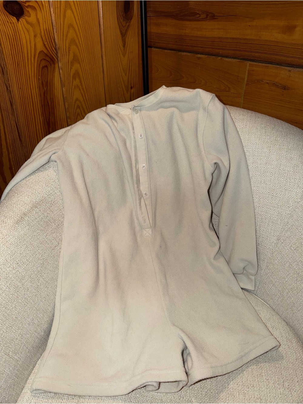 Old Navy Cream Button-Front Fleece PJ Romper - Super Soft!!